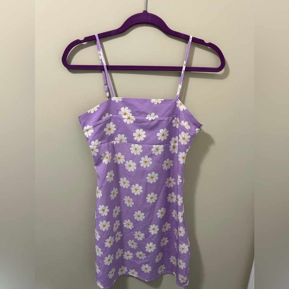 Purple Mini Dress With Flowers